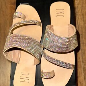 INC International Concepts Women's Glittering Sandals - Gold and Silver